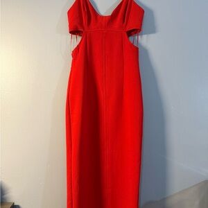 Aqua Red Midi Cut-out Sleeveless Dress